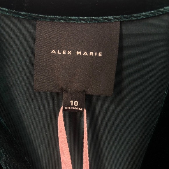 Alex Marie NEW Emerald Green Velvet Button Front Tiered Midi Dress Size 10 - Picture 6 of 9